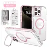 Funda magnética transparente para teléfono móvil iphone16 para Apple 15Pro Funda para teléfono móvil con soporte para lente Funda con película para lente