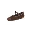 Sapatos Mary Jane Doces Estilo Coreano Super Macios 2025 Outono Camurça de Ovelha Couro Genuíno Sola Macia Sapatos Baixos para Mulheres