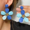 Acessórios Yongge: Brincos com Vibe Praiana, Brincos de Flor de Ráfia Estilo Férias, Pingentes de Orelha Trançados Boêmios