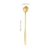 Cuchara de acero inoxidable, cuchara creativa de flor dorada, cuchara mezcladora de flor de rosa, cuchara de postre de pétalo, cuchara de café, regalo