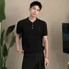 Camisa tipo polo estilo Old Money con cuello camisero, Tejido de punto de manga corta para hombre, Trenzado de ochos, Bordado de caballo, Camiseta de negocios, Venta al por mayor de fábrica transfronteriza