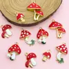 Mezcla de 5 Colgantes de Aleación de Hongo con Goteo de Aceite Rojo, Colgantes para Llavero DIY Hechos a Mano, Collares, Materiales para Accesorios de Joyería