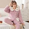 Inverno Três camadas de algodão acolchoado terno mulheres grávidas mulheres grávidas espessado pelúcia Jacquard Cardigan Moon Roupas Pijamas Roupas de lactação feminina