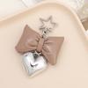 Ins Nuevo Colgante de Amor con Lazo de Cuero Sintético Imitación Personalidad Combinable Estrella de Cinco Puntas Colgante Llavero de Equipaje Cadena Colgante