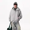 Sudadera con capucha gris pesada premium estilo retro americano para hombre, otoño, moderna, nueva, holgada, versátil, chaqueta casual
