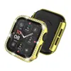 Funda galvanizada de una sola fila con incrustaciones de diamantes para Apple Watch Series 10, funda protectora integrada de un solo diamante