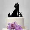 Tarjeta de Pastel Acrílica Creativa Personalizada Tarjeta de Pastel de Boda Pareja Besándose Tarjeta de Pastel de 2 Gatos