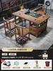Mesa de Chá Pequena e Conjunto de Cadeiras para Varanda Sala de Estar Casa Novo Estilo Chinês Madeira Maciça Mesa de Chá Kung Fu Zen Mesa de Chá Multifuncional