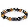 Pulseira Nova Amazon com Contas de Pedra Tripla Doze Constelações Olho de Tigre Hematita Obsidiana Pulseira Atacado Comércio Exterior
