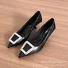 Nuevos Zapatos de Tacón Alto de Moda Versátiles Estilo Europeo y Americano con Tacón Fino, Punta Fina, Boca Baja y Pedrería, Elegantes Zapatos de Tacón Alto