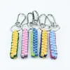Llavero de Cuerda para Saltar Colorida de 15 cm Anillo Metálico de 3 cm Nudo de Maíz Cuadrado Cuerda Decorativa Tejida a Mano DIY