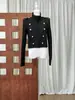 26aw Scepter Abyss Negro Napoleón Cuello Alto Chaqueta Cardigan Mujer Otoño Manga Larga Ajustada Corta + Pantalones Cortos