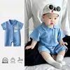 Macacão de bebê verão roupas de bebê masculinas manga curta fino super fofo desenho animado recém-nascido lua cheia estilo estrangeiro sair ha roupas