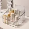 Caixa de Armazenamento de Cosméticos Transparente com Cinco Compartimentos Personalizada para Comércio Exterior Transfronteiriço, Rack de Armazenamento para Produtos de Skincare e Pincéis de Maquiagem, Tipo Gaveta