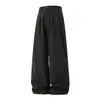 Pantalones Casuales de Algodón Puro con Caída Estilo Retro Americano Han Lu para Hombre Otoño Textura Lavada Vieja Pierna Recta Holgada Pantalones Largos