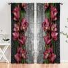 2 piezas explosiones transfronterizas directas de fábrica cortinas con patrón de flores rojas para sala de estar, dormitorio, estudio, etc.