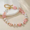 Pulseira de Amizade Pequena Fresca Transfronteiriça Colorida com Contas de Milho Flor Tecida à Mão Pulseira Pequena de Margarida Pérola para Mulheres
