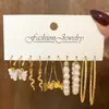 Venta Directa de Fábrica Más Vendido Pendientes de Aro de Perla de Aleación de Perla Estilo Europeo y Americano para Mujer, Juego de Pendientes Geométricos Cuadrados