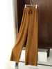 Pantalones de punto para mujer de invierno con hilo de mecha engrosado de cuatro vías elásticas, cálidos, duraderos, estructurados, de pierna recta, al por mayor