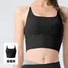 Top regata esportivo com costas cruzadas de alta elasticidade e toque de segunda pele para mulheres, para verão, com bojo fixo, para yoga e fitness