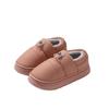 Pantuflas de Algodón Impermeables de Cuero PU para Pareja con Tacón de Felpa para Hombre Suela Gruesa Antideslizantes para Piso Interior Zapatos de Algodón para el Hogar Invierno para Mujer