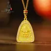 Collar de suéter con colgante de triángulo amarillo de la suerte chapado en oro estilo vintage con diamantes, similar a los que se encuentran en las joyerías