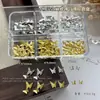 Decoraciones Metálicas de Mariposa para Uñas de 6 Rejillas Delgadas Populares Transfronterizas Plata 3D Mariposas Pequeñas Accesorios de Rhinestone para Uñas Desgastables DIY