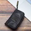 Estuche para Llaves de Coche de Cuero de Vaca Curtido Vegetal Lavado a Color Hecho a Mano, Gran Capacidad Multifuncional, Bolsa de Almacenamiento Vintage Japonés