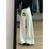 Calça Jeans Branca Wide Leg de Cintura Alta para Mulheres, Tendência Inverno 2025 Novo Estilo, Caimento Solto, Emagrecimento, Estilo Relaxado e Preguiçoso, Calça de Comprimento Total
