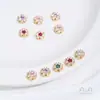 Cuentas Espaciadoras de Flor de Zirconia de Color Duradero Chapadas en Oro de 14K Accesorios de Cuentas Flor de Melocotón Flor de Ciruelo Materiales para Joyería de Cristal y Perlas DIY