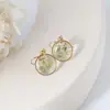 Aretes exquisitos de flor real de venta caliente transfronteriza resina gota pegamento joyería de flor seca aretes nomeolvides joyería artesanal al por mayor