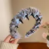 Diadema de Peluche Dentada para Otoño e Invierno para Mujer, Pinza para el Cabello de Cara Lavada con Parte Superior Alta del Cráneo que Hace que la Cara Parezca Más Pequeña, Diadema con Estampado de Leopardo, Goma para el Cabello Antideslizante Estilo Chanel