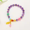 Pulseira Natural Roxa Estilo Chinês Cristal Círculo Único Pulseira de Ametista Pingente Par Joias Doces Pequeno Presente para Homens e Mulheres