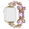 Adecuado para Correa de Esmalte de Mariposa de Piedra Natural para Apple Watch iWatch de Metal Elástico