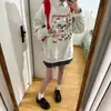 Sudadera fina de otoño de corte holgado estilo retro americano para mujer, talla grande, cuello redondo, chaqueta casual adelgazante y que disimula la barriga