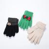 Guantes de dibujos animados coreanos para niños, otoño e invierno, bonitos guantes cálidos de cinco dedos de felpa de color sólido para niños y niñas, venta al por mayor