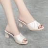 Sandalias de mamá de mediana edad para usar en exteriores verano 2022 nuevas tacón grueso para vestido chanclas de tacón alto negras