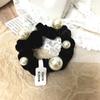 Moda Coreana Elegante Anillo para el Cabello con Cuentas de Perlas Accesorios para el Cabello Estilo Japonés Lindo Terciopelo Cuerda para Atar Cabeza de Bola Elástico Tendón