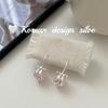 Joyería de Diseño Simple Estilo Coreano Ins Plata Esterlina S925 Ágata en Polvo Lazo Gancho para Oreja de Mujer Combinable Elegante Sensación de Alta Gama