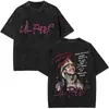 Camiseta Lavada Estilo Rapper Retro Lil Peep Impresa por Ambos Lados Moda Hip-Hop Oversize de Manga Corta para Hombre y Mujer Street