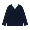 MAGMANS Sudadera de Estilo Japonés Simple Retro de Dos Piezas Falsas con Cuello Redondo para Hombre y Mujer T1269