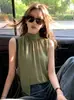 Blusa de gasa sin mangas estilo francés con cintas para mujer, nueva moda de verano, elegante, holgada, ligera y transpirable