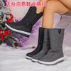 Exportación Transfronteriza Venta al por mayor al contado Botas de Algodón para Mujer Invierno 2025 Europeas y Americanas Cremallera Lateral Talla Grande Suela Gruesa Botas con Felpa Adicional