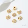 Retención de Color Alta Chapado en Oro de 14K Cuentas Espaciadoras de Circonita Agujero Grande Colgante Passepartout Pulsera de Cuentas DIY Collar Accesorios de Joyería