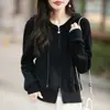 26 Outono Inverno Novo Suéter com Capuz de Zíper Duplo Manga Longa Cardigan de Tricô Cor Sólida Roupa Externa Top de Temperamento Emagrecedor Feminino