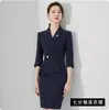 Verano nuevo azul marino joyería tienda traje profesional vestido temperamento sentido del diseño traje cadera manga corta vestido OL