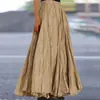 Amazon Comércio Exterior 2026 Primavera/Verão Nova Saia Feminina Lisa Plissada de Corte A com Barra Larga e Design Longo até o Chão