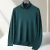 Suéter de Lana para Hombre Imitación 100% Lana Otoño e Invierno Cuello Alto Lavable a Máquina Lana Interior Alta Lujo Suéter Amigable con la Piel