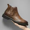 Botas masculinas Chelsea de cano alto botas de negócios Inglaterra retrô Botas Martin zíper lateral botas únicas uma geração de cabelo