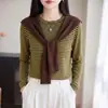 Conjunto de dos piezas de lana fina para mujer, conjunto de punto versátil de dos piezas para primavera y otoño, conjunto de punto de manga larga con un look sofisticado